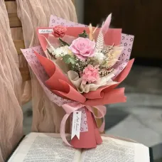 花季少女永生玫瑰中型花束-淺粉